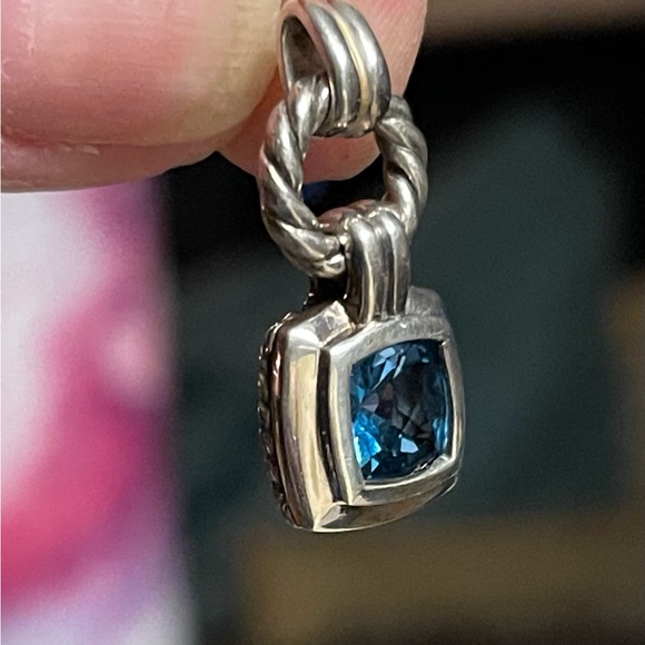 David Yurman Jewelry - David Yurman Renaissance Blue Topaz Drop Earrings-Sterling Silver cushion cut